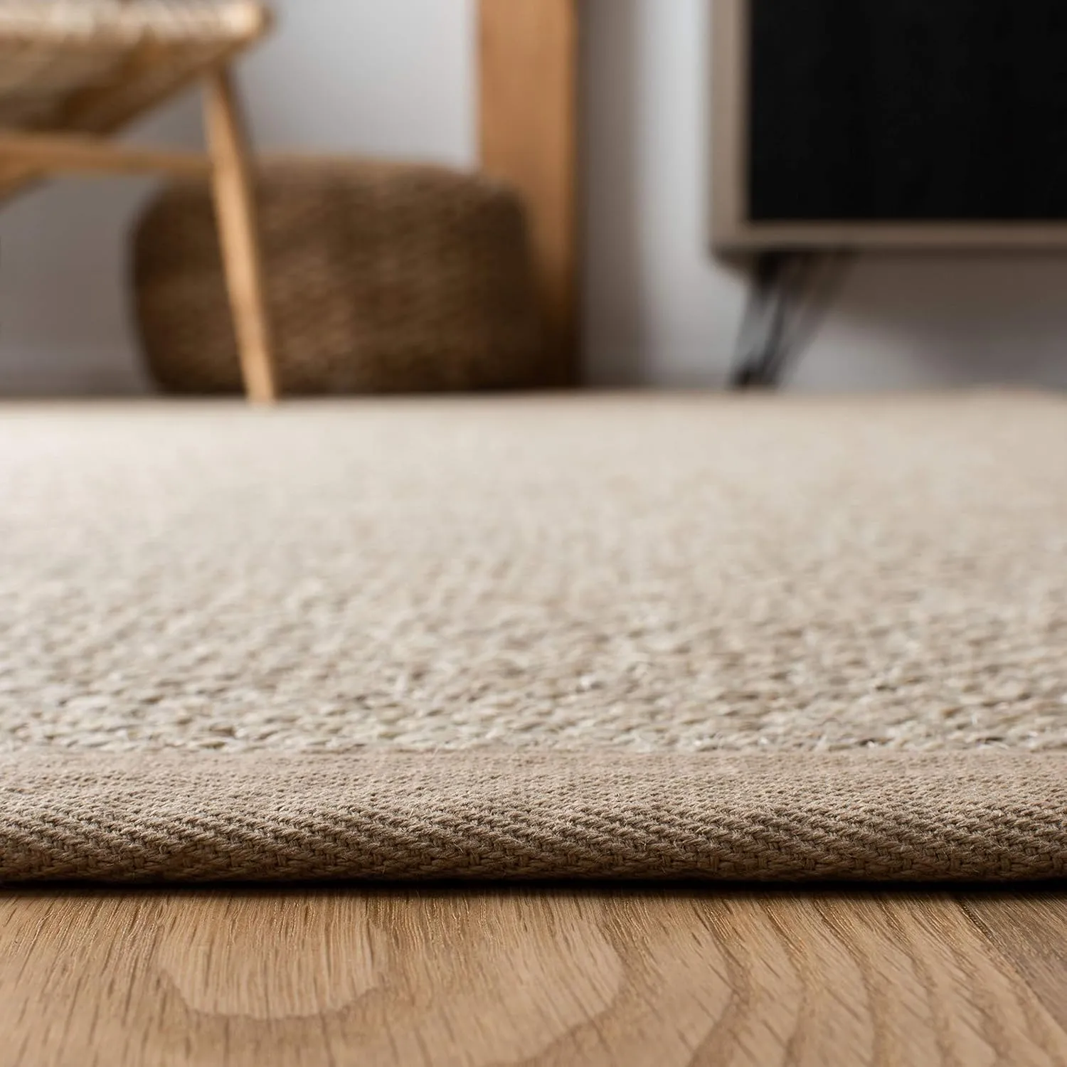SAFAVIEH Natural Fiber Collection 2' x 3' Marble / Linen NF143B Border Sisal Accent Rug
