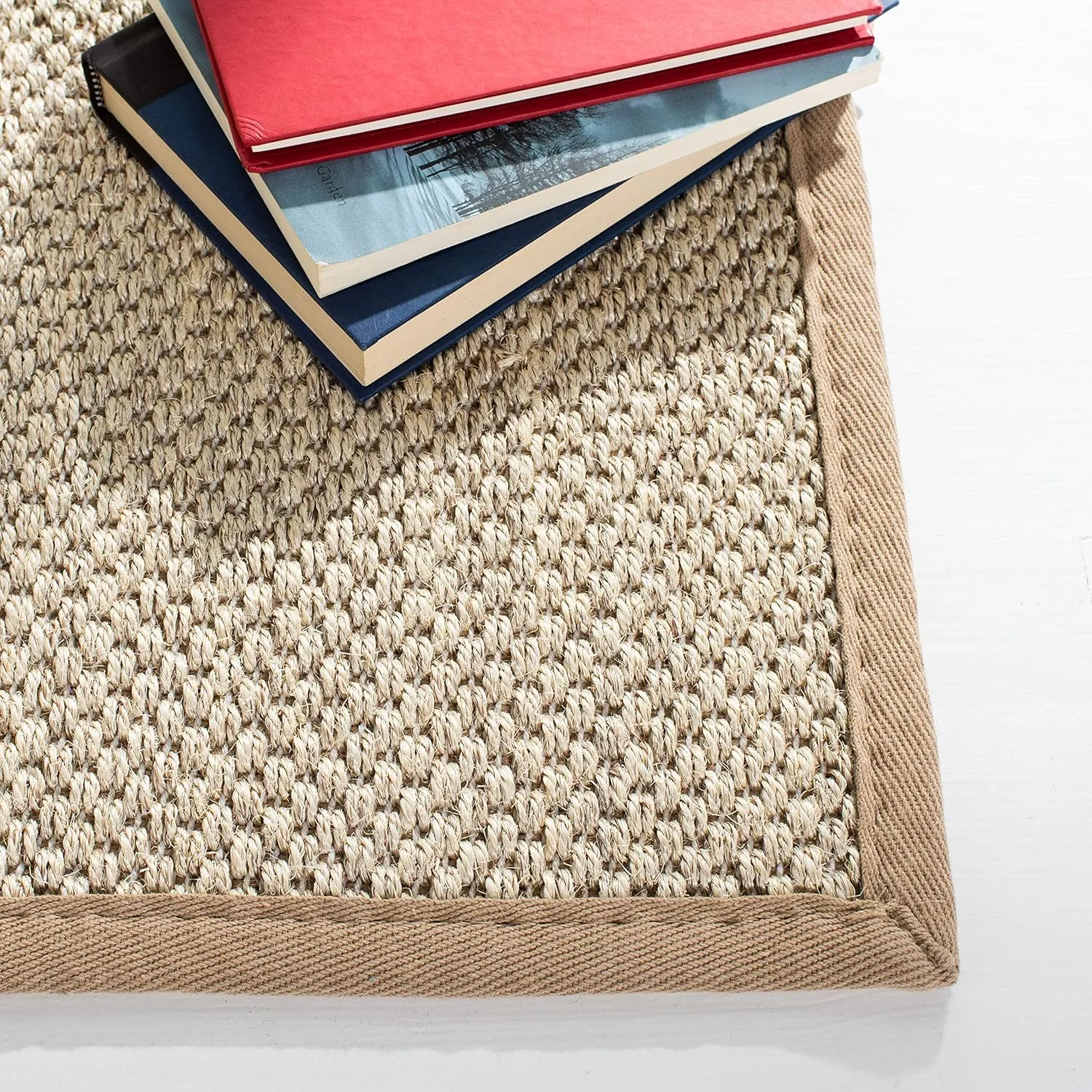 SAFAVIEH Natural Fiber Collection 2' x 3' Marble / Linen NF143B Border Sisal Accent Rug