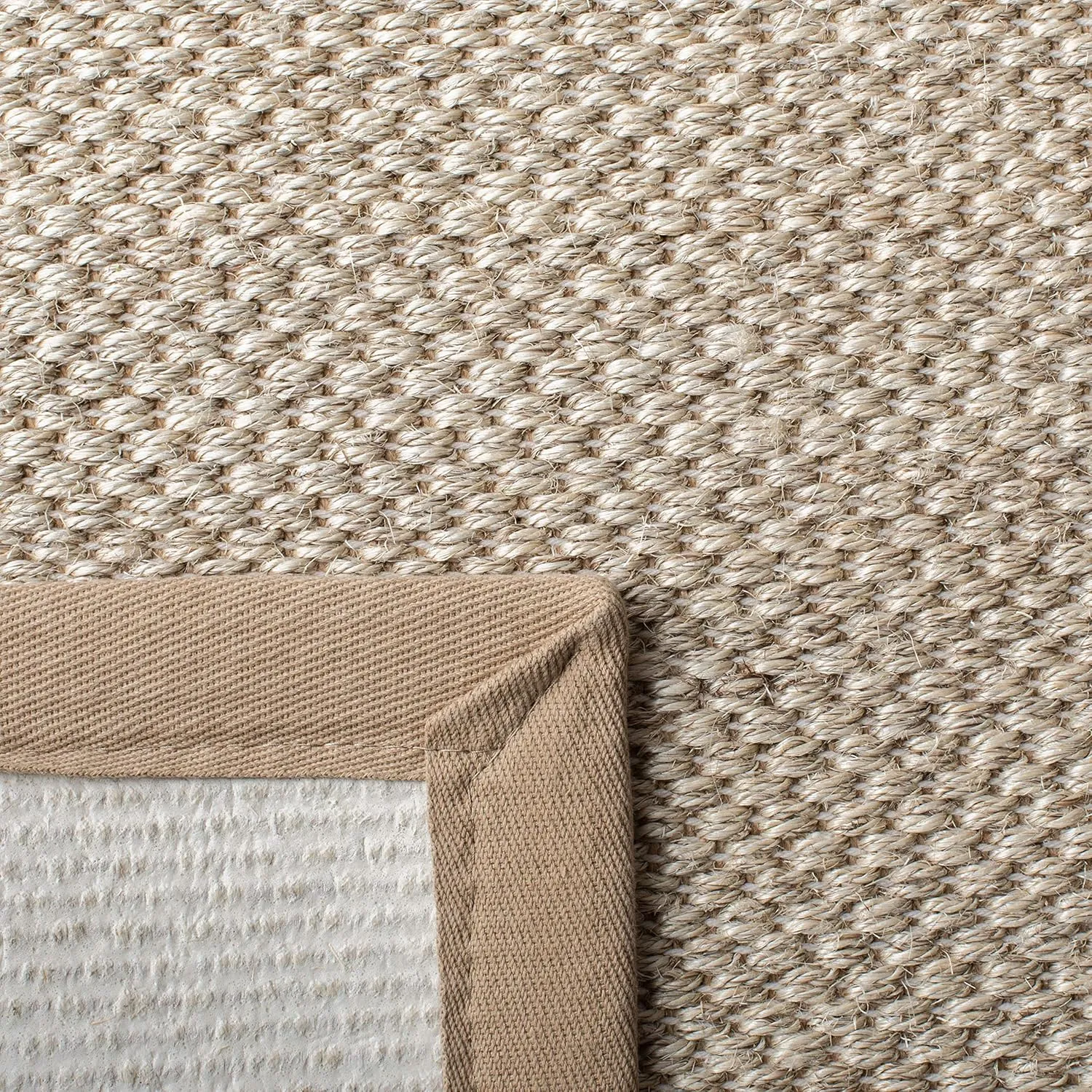 SAFAVIEH Natural Fiber Collection 2' x 3' Marble / Linen NF143B Border Sisal Accent Rug