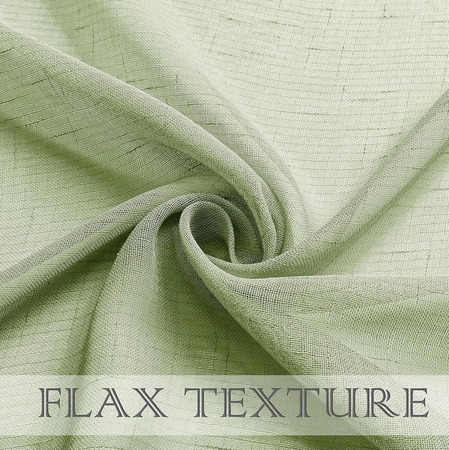 Sage Linen Sheer Curtain Panel Pairs 95 Inches Long with Grommets/Eyelets Rustic Window Treatment Drapery Sets for Living Room Bedroom Farmhouse (Green, 54"x95", 2 Panels)
