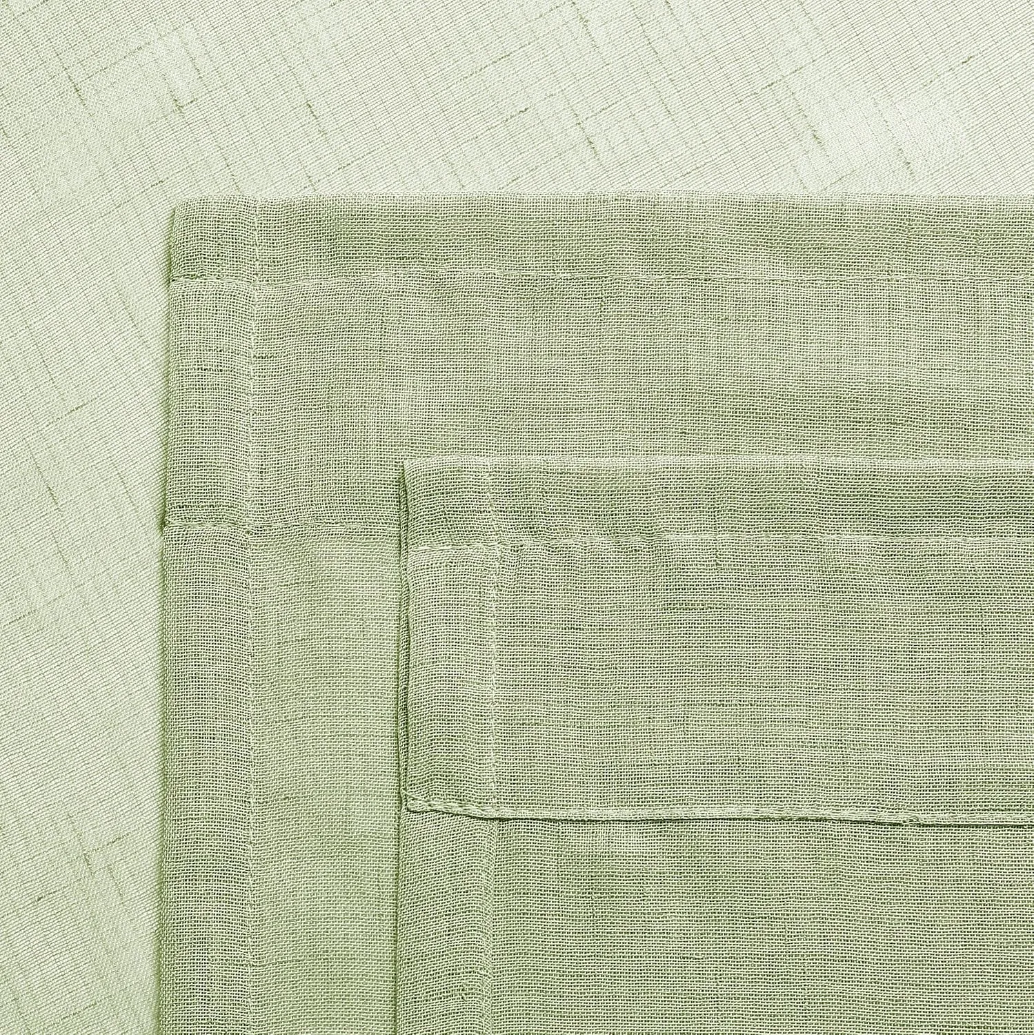 Sage Linen Sheer Curtain Panel Pairs 95 Inches Long with Grommets/Eyelets Rustic Window Treatment Drapery Sets for Living Room Bedroom Farmhouse (Green, 54"x95", 2 Panels)