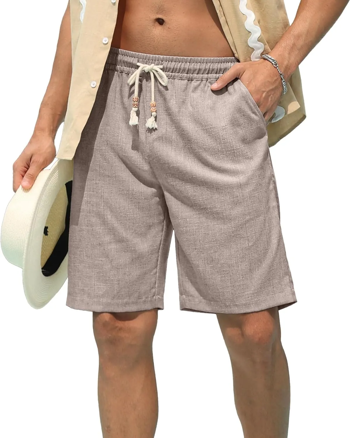 Sailwind Men’s Linen Shorts Casual Drawstring Summer Beach Shorts