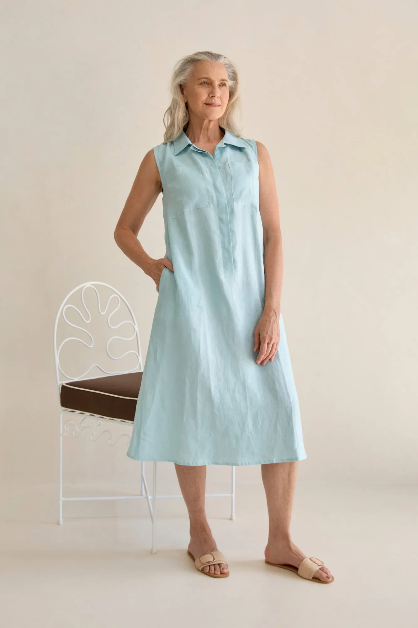 Samara Linen Dress Sea