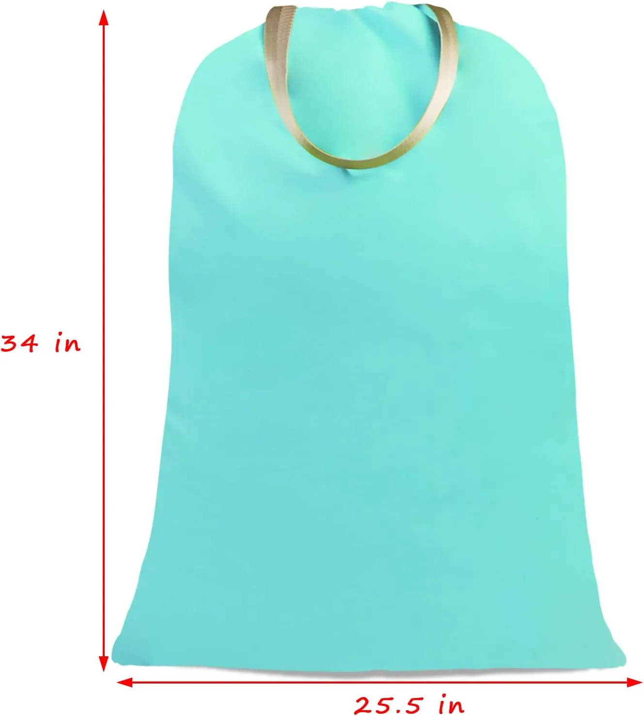 Sanlykate Large Canvas Cotton Laundry Bag with Drawstring & Handles, Heavy Duty Durable Dirty Clothes Organizer, Tear Resistant Hamper Liner Storage Bag, Travel Sack, 25.5 x 34inch - Lake Blue