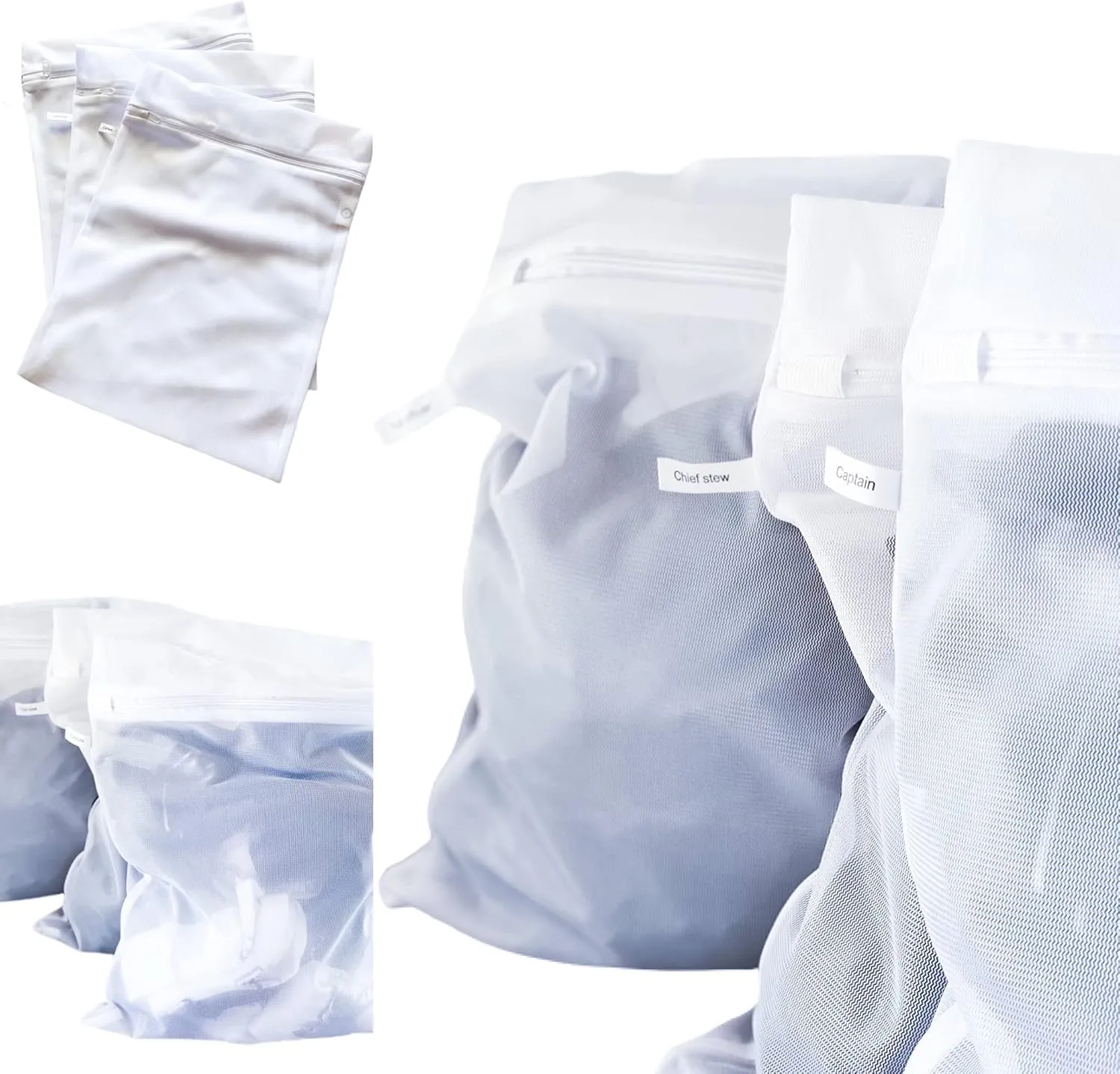 SB - CHIEF ENGINEER - YACHT CREW COTTON LAUNDRY BAGS, YACHT POSITIONS SILK-SCREENED   YACHT POSITION LABELLED MESH LAUNDRY BAG , BIODEGRADABLE