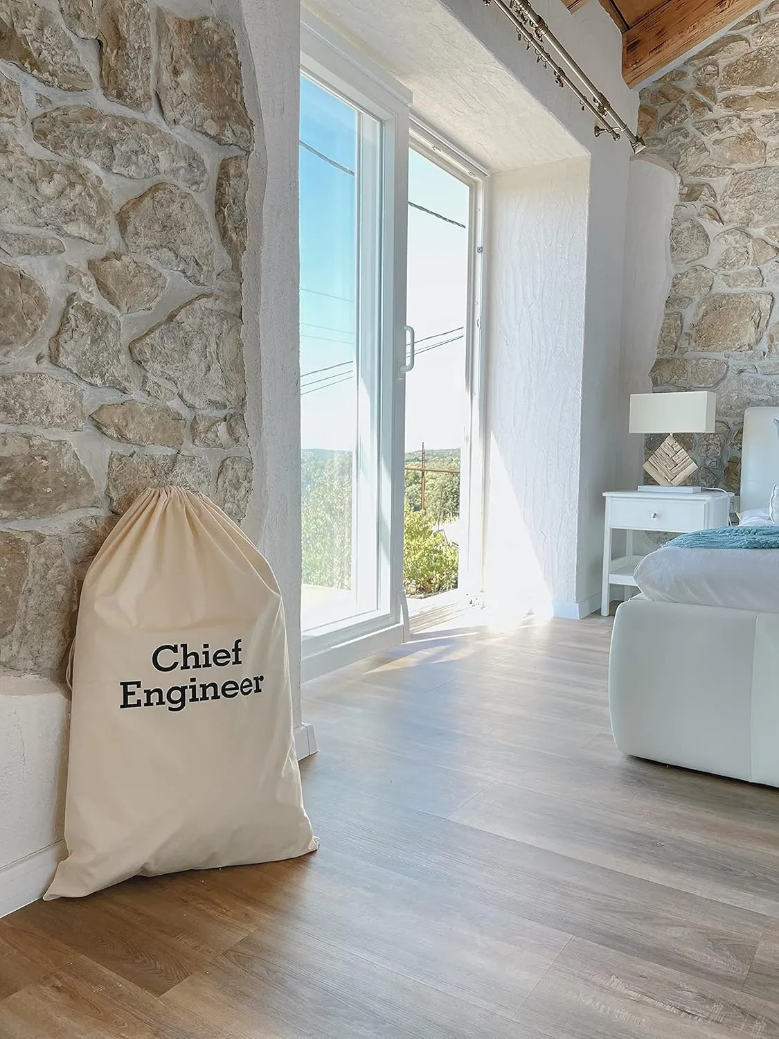 SB - CHIEF ENGINEER - YACHT CREW COTTON LAUNDRY BAGS, YACHT POSITIONS SILK-SCREENED   YACHT POSITION LABELLED MESH LAUNDRY BAG , BIODEGRADABLE