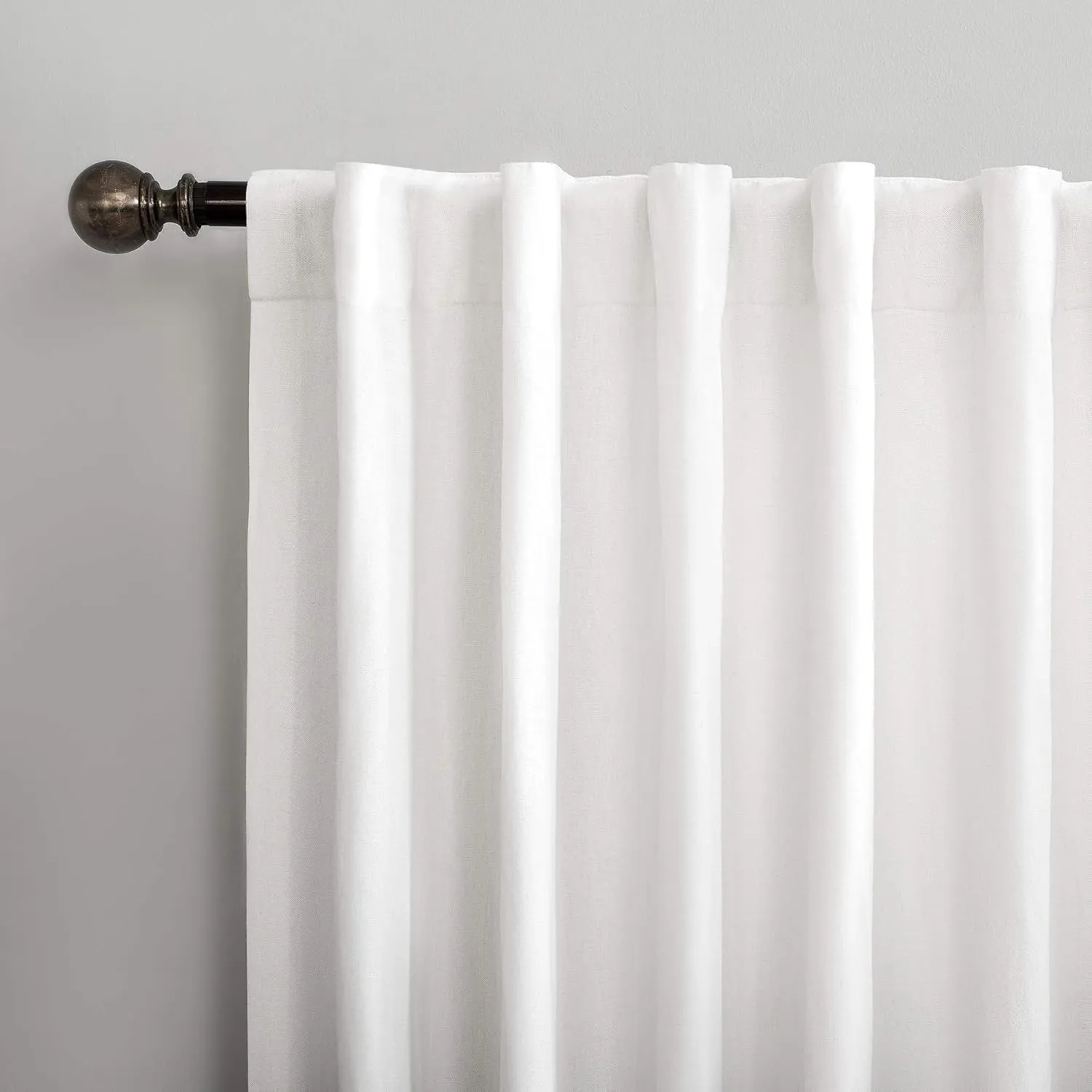 Scott Living Renato Linen Blend Semi-Sheer Back Tab Curtain Panel, 50" x 84", White