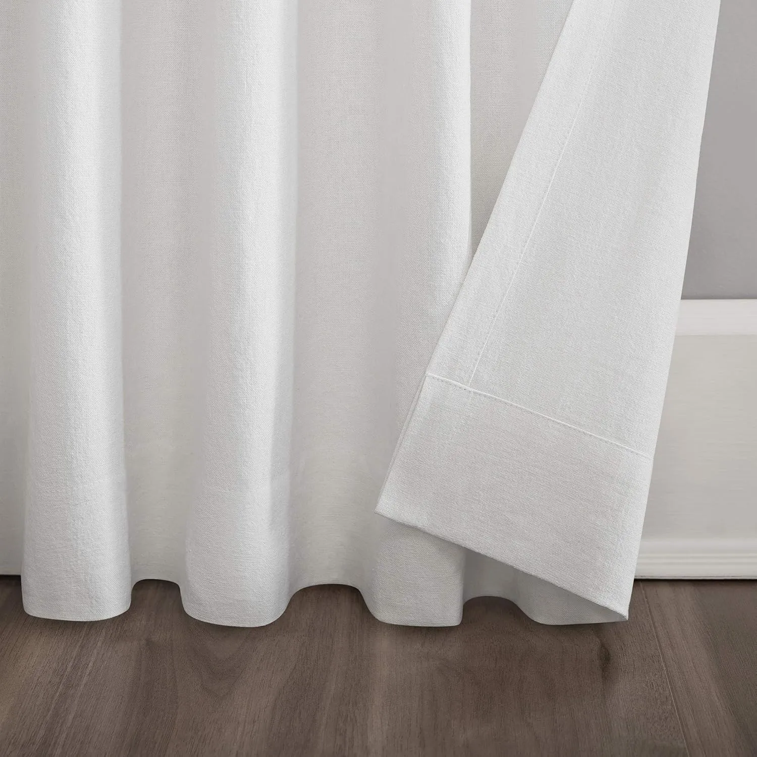Scott Living Renato Linen Blend Semi-Sheer Back Tab Curtain Panel, 50" x 84", White