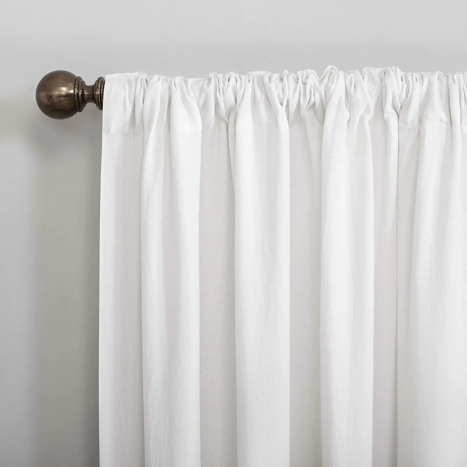 Scott Living Renato Linen Blend Semi-Sheer Back Tab Curtain Panel, 50" x 84", White