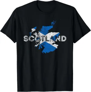 Scottish Map and Flag Souvenir - Distressed Scotland T-Shirt