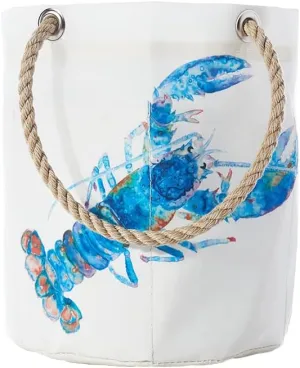Sea Bags Recycled Sail Cloth Multicolor Lobster Beverage Bucket Collapsible Cooler, Travel Cooler - Interior Pockets and Rope Handles
