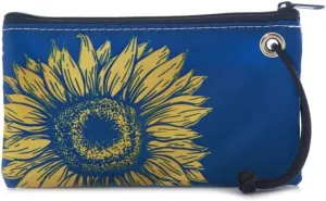 Sea Bags Recycled Sail Cloth Sunflower Wristlet, Zip Top, Wristlet Clutch, Zippered Wallet with Strap