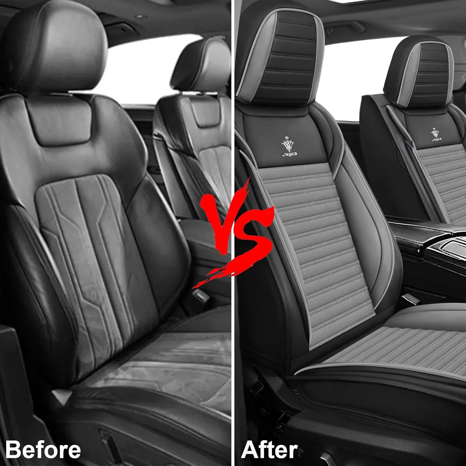 Seat Covers 5 Seats Custom Fit for Lexus GS 350 2006-2024, Standard Waterproof Car Seat Cover, Breathable and Comfortable Leather Cushion Cover, Auto Interior Accessories (Black Gray)