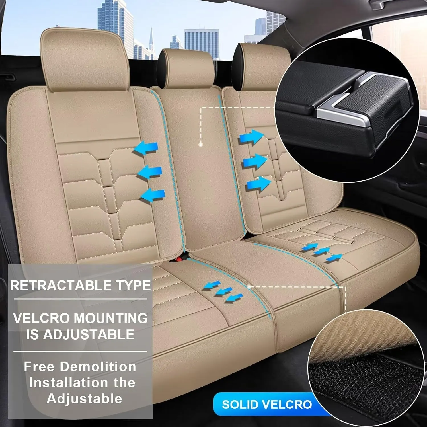 Seat Covers Fit for Lexus ES 350/300h 2007-2025 Full Set Car Seat Cover Faux Leather Seat Cushion Waterproof Auto Protectors(Beige)-2 Rows 5 Seats