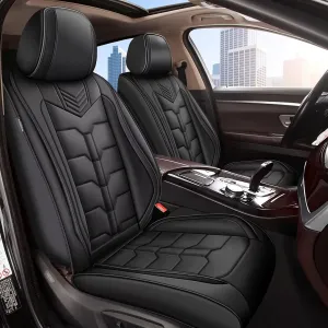 Seat Covers Fit for Nissan Sentra 2008-2025 2PCS Front Car Seat Covers Faux Leather Seat Cushion Waterproof Auto Protectors(Black)-2 Front Seat Covers