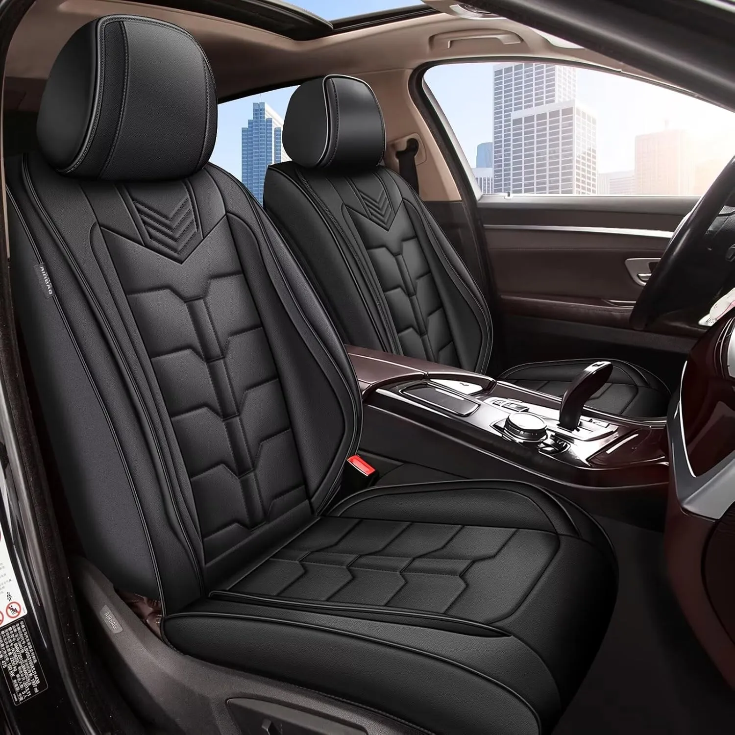 Seat Covers Fit for Nissan Sentra 2008-2025 2PCS Front Car Seat Covers Faux Leather Seat Cushion Waterproof Auto Protectors(Black)-2 Front Seat Covers