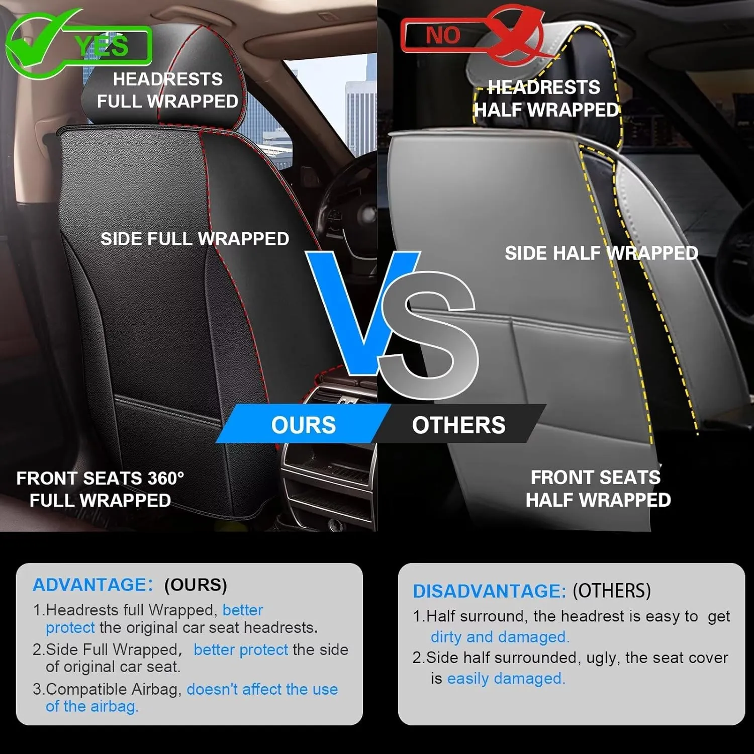Seat Covers Fit for Nissan Sentra 2008-2025 2PCS Front Car Seat Covers Faux Leather Seat Cushion Waterproof Auto Protectors(Black)-2 Front Seat Covers