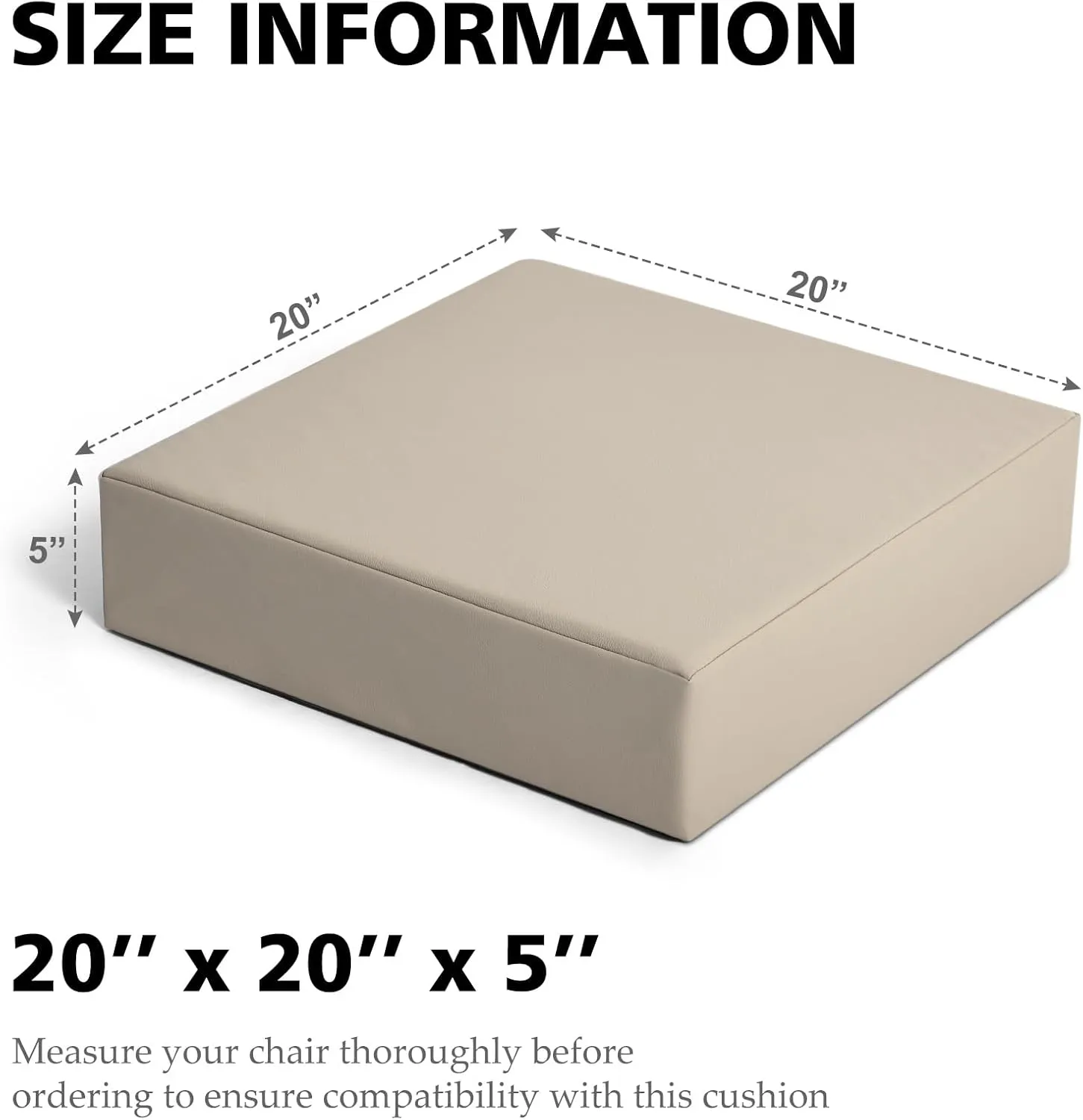 Shinnwa Gel Memory Foam Recliner Cushion for Elderly, Waterproof Faux Leather Seat Cushion, Dual-Layer Foam Chair Pad for Couch, Armchair, Wicker Chairs, Floor, 20 × 20 × 5in, Light Camel