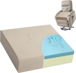 Shinnwa Gel Memory Foam Recliner Cushion for Elderly, Waterproof Faux Leather Seat Cushion, Dual-Layer Foam Chair Pad for Couch, Armchair, Wicker Chairs, Floor, 20 × 20 × 5in, Light Camel