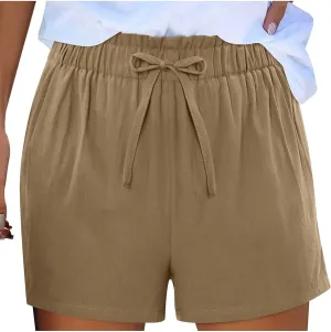 Shorts for Women Cotton Linen Casual Comfy Running Athletic Shorts High Waisted Drawstring Beach Vacation Clothes