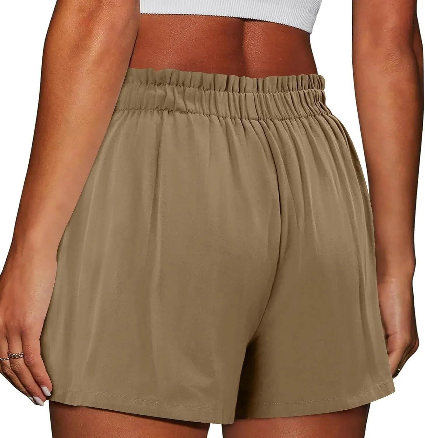 Shorts for Women Cotton Linen Casual Comfy Running Athletic Shorts High Waisted Drawstring Beach Vacation Clothes