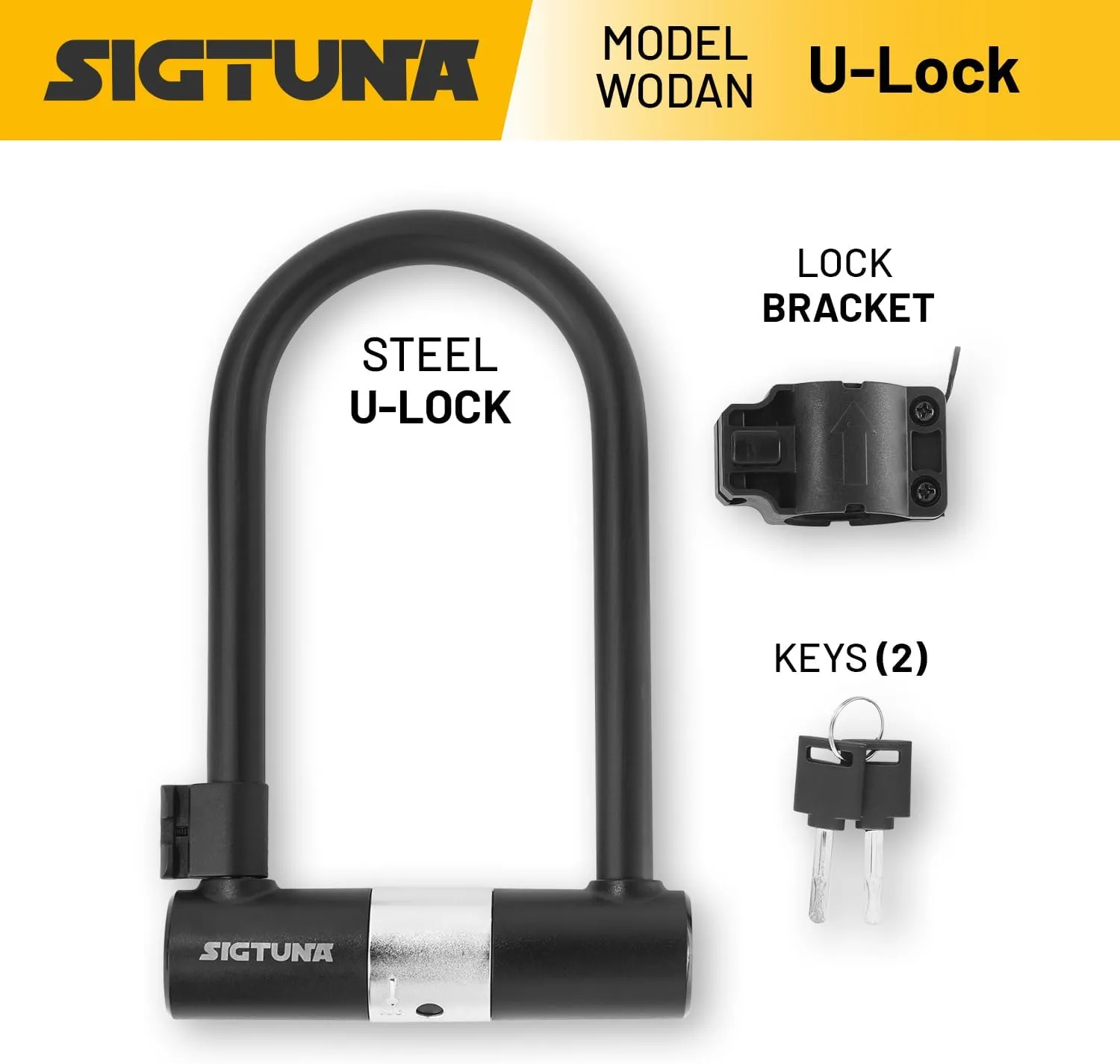 Sigtuna Heavy Duty Anti-Theft U Lock - 18mm Shackle, Bicycle & E-Bike Lock with Sturdy Mounting Bracket for Scooter, Motorcycle & Outdoor Equipments