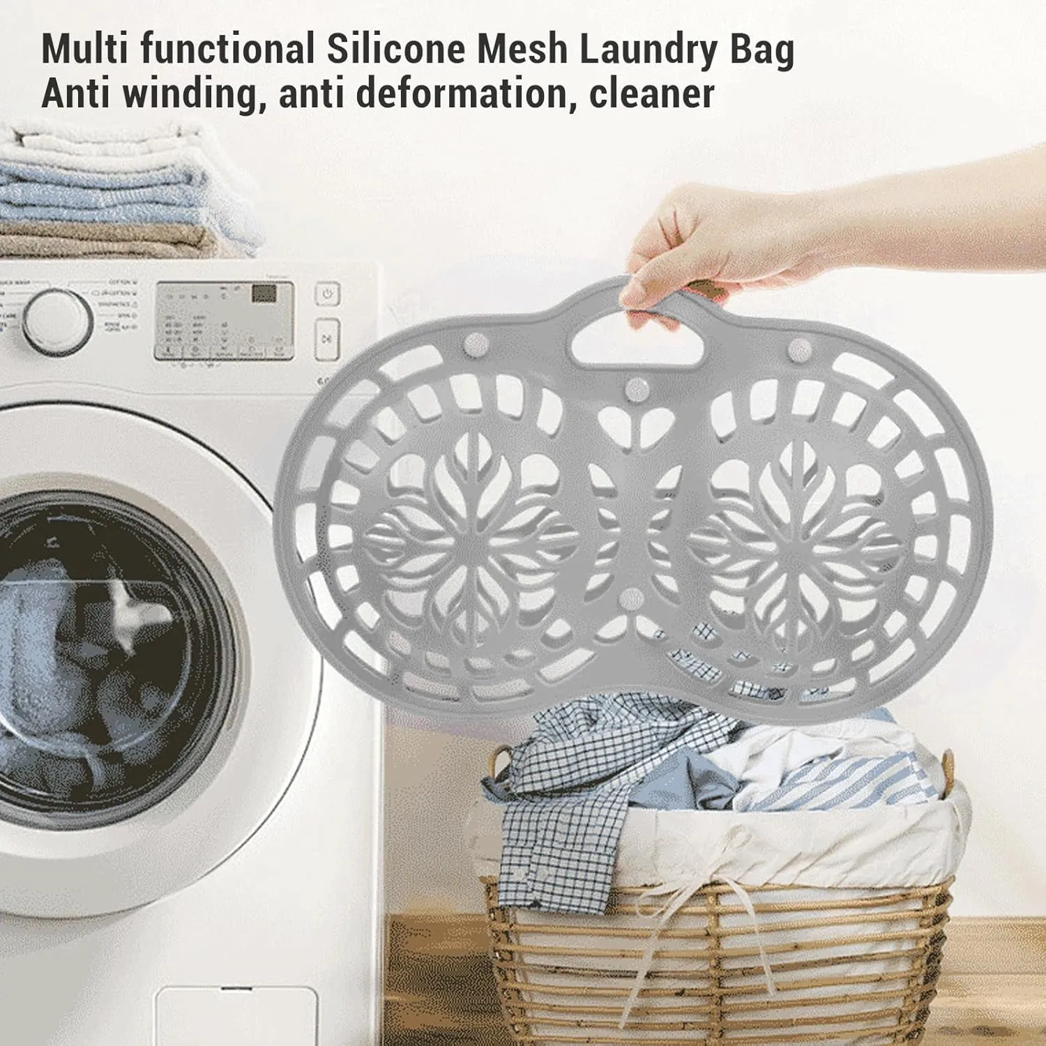 Silicone Lingerie Bags for Washing Delicates Laundry Bag, Silicone Underwear Laundry Bags Portable Bra Washing Bag Dryer Bra Protector with Snap Button for Laundry Washing