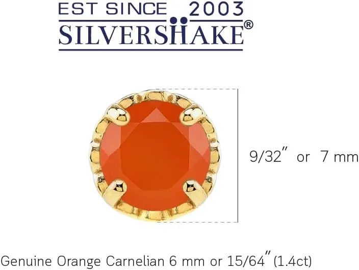 Silvershake 6MM Round Shape Birthstone Gemstones Black Rhodium Plated or Yellow Gold Plated 925 Sterling Silver Heart Victorian Style Stud/Post Earrings Jewelry for Women Business Attire