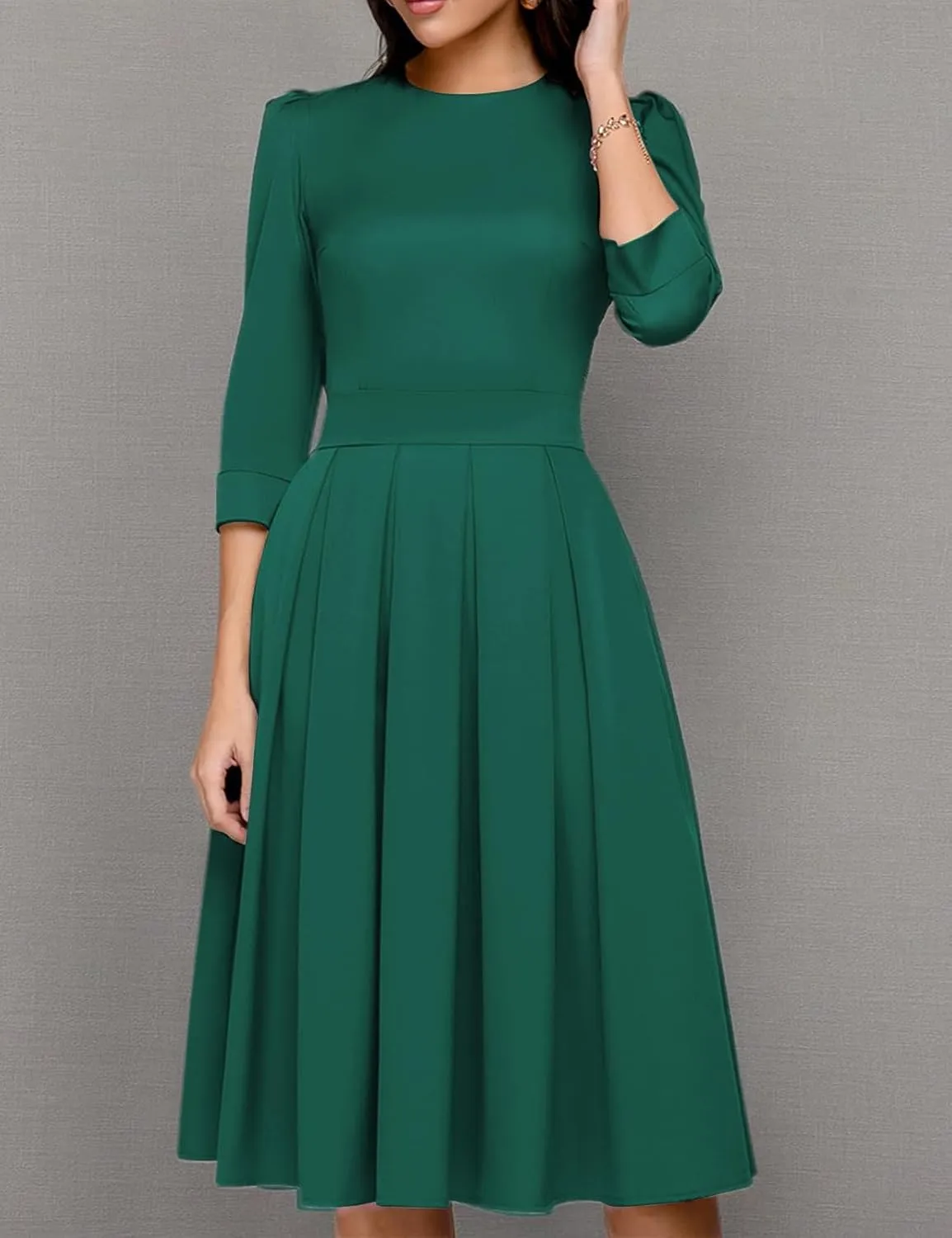 Simple Flavor Women's Floral Vintage Dress Elegant Midi Evening Dress 3/4 Sleeves