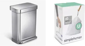 simplehuman 55 Liter Rectangular Step Trash Can with Custom Fit Liners