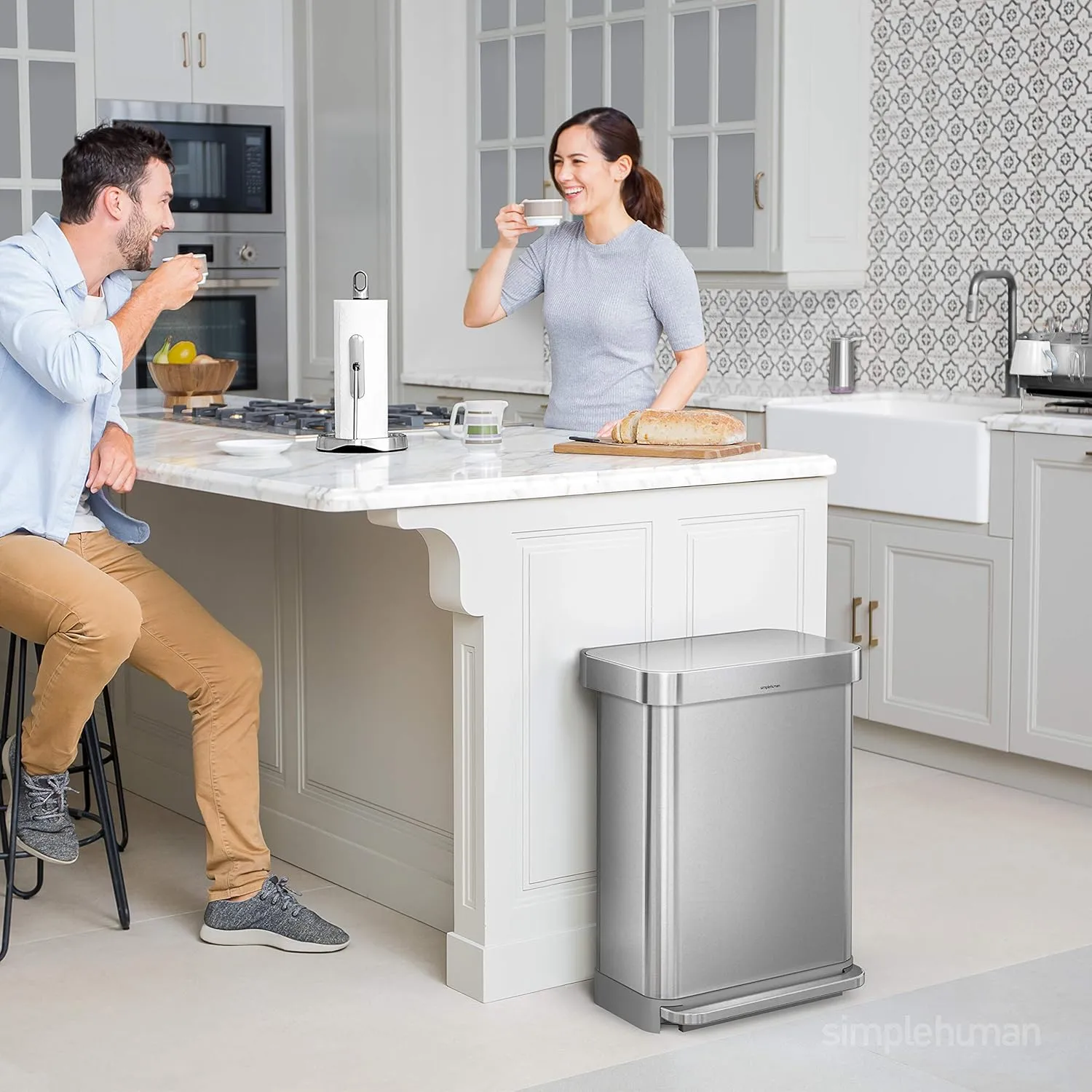 simplehuman 55 Liter Rectangular Step Trash Can with Custom Fit Liners
