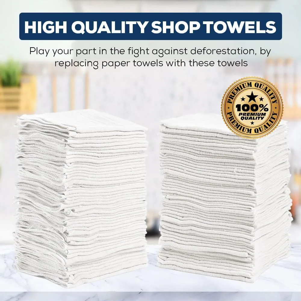 Simpli-Magic 79100 Shop Towels, 14"x12", Basic White, 50 Count