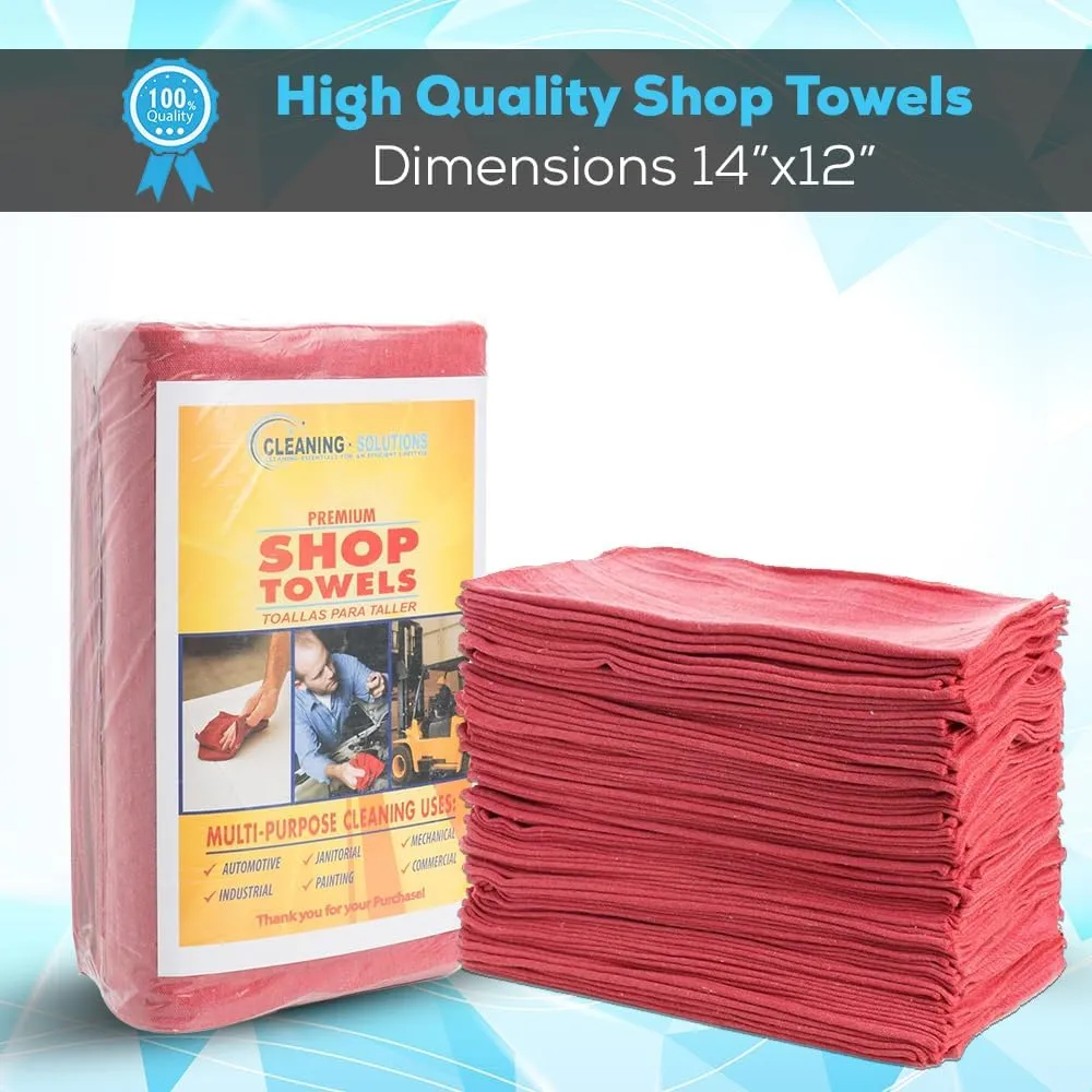 Simpli-Magic 79101 Shop Towels, 14"x12", 50 Pack, Cotton, Red