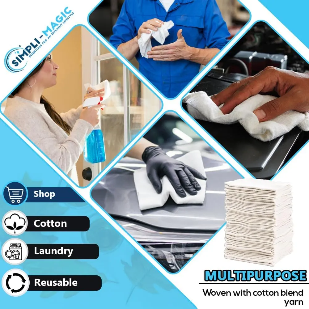 SIMPLI-MAGIC 79142 Shop Towels 14"x12", 150 Piece, White (Pack of 4, 600 Count Total)