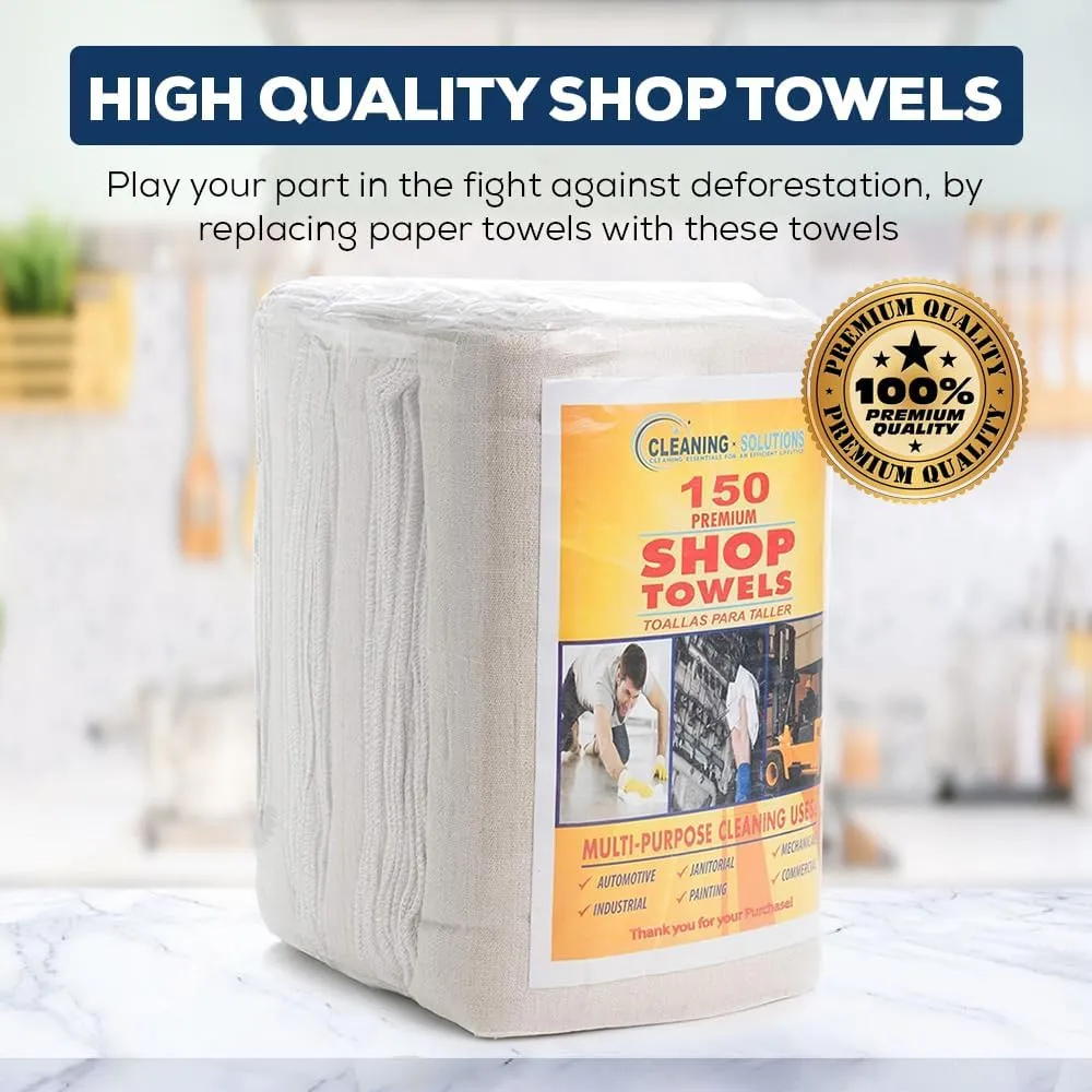 SIMPLI-MAGIC 79142 Shop Towels 14"x12", 150 Piece, White (Pack of 4, 600 Count Total)