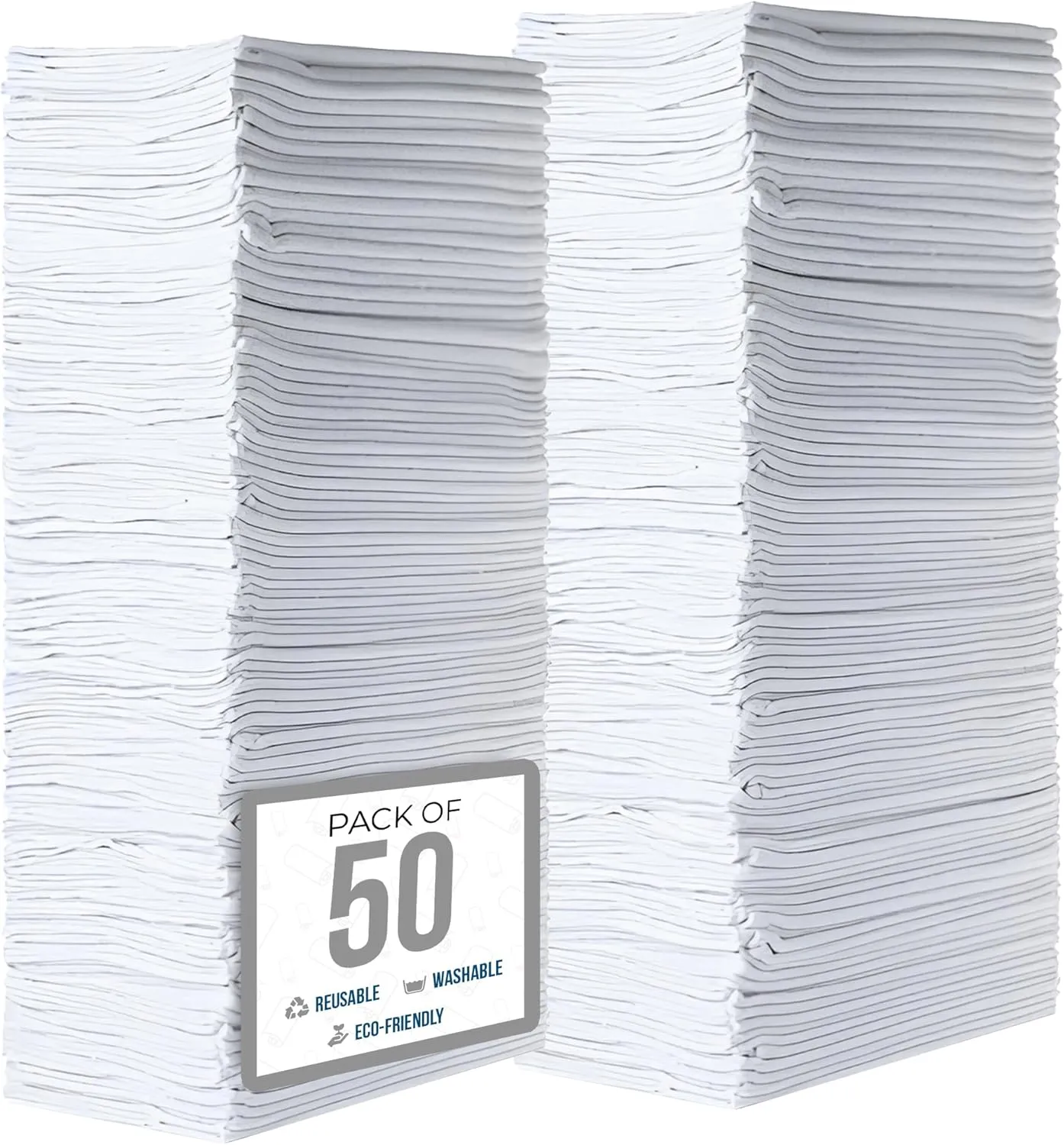Simpli-Magic Premium Shop Towels 14”x12”, Commercial Grade White, 50 Pack