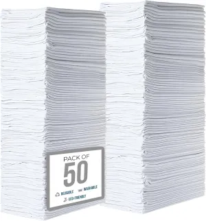 Simpli-Magic Premium Shop Towels 14”x12”, Commercial Grade White, 50 Pack
