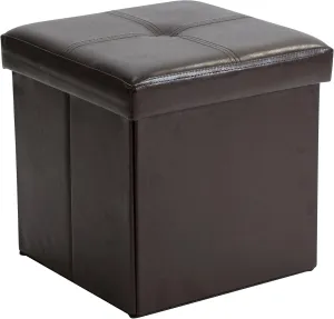 Simplify Faux Leather Cube Storage Ottoman, Chocolate (F-0625-CHOCO)