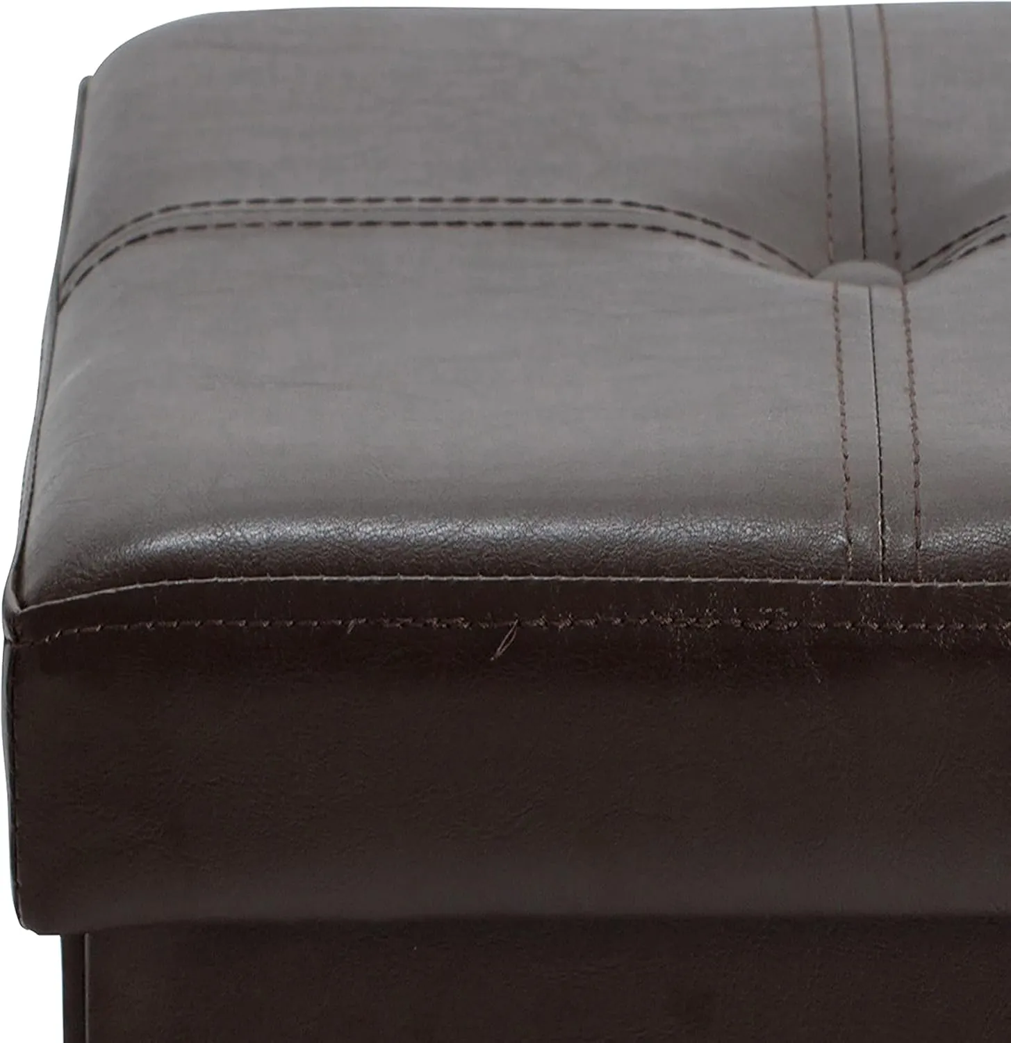 Simplify Faux Leather Cube Storage Ottoman, Chocolate (F-0625-CHOCO)