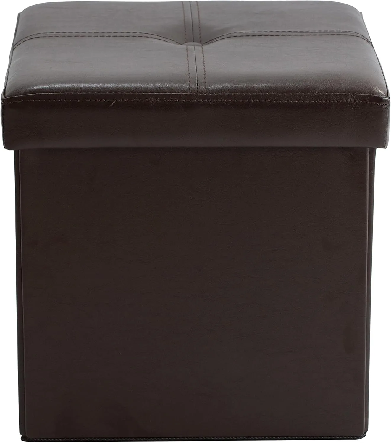 Simplify Faux Leather Cube Storage Ottoman, Chocolate (F-0625-CHOCO)