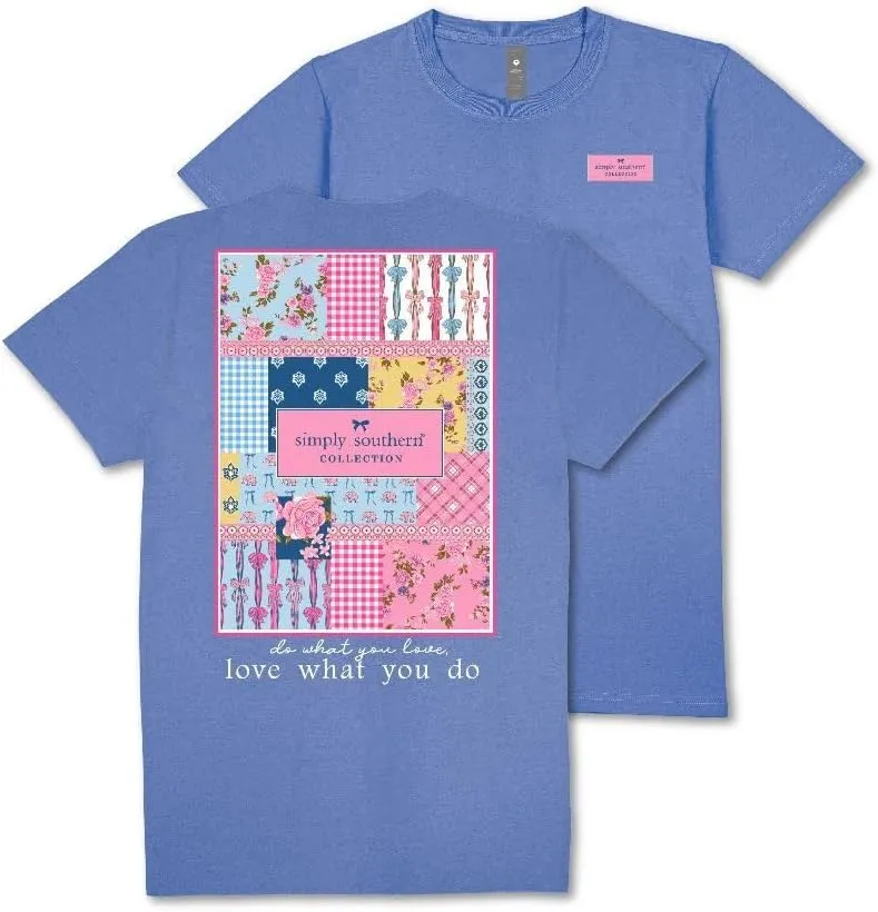Simply Southern Patch Logo - Do What You Love, Love What You Do - Roses - Bows - Floral - Youth T-Shirt
