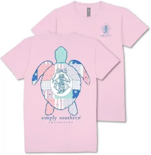 Simply Southern Save The Turtles - Quilted - Patchwork - Bow - Adult T-Shirt