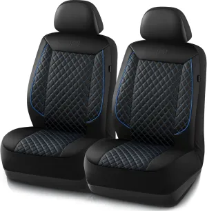 Skechers Car Seat Covers,Piping Luxury Faux Seat Covers,Waterproof Anti Slip Car Seat Protector Front Seats,Car Accessories Airbag Universal Fit for Most Cars,Vans,Trucks,SUV,Blue