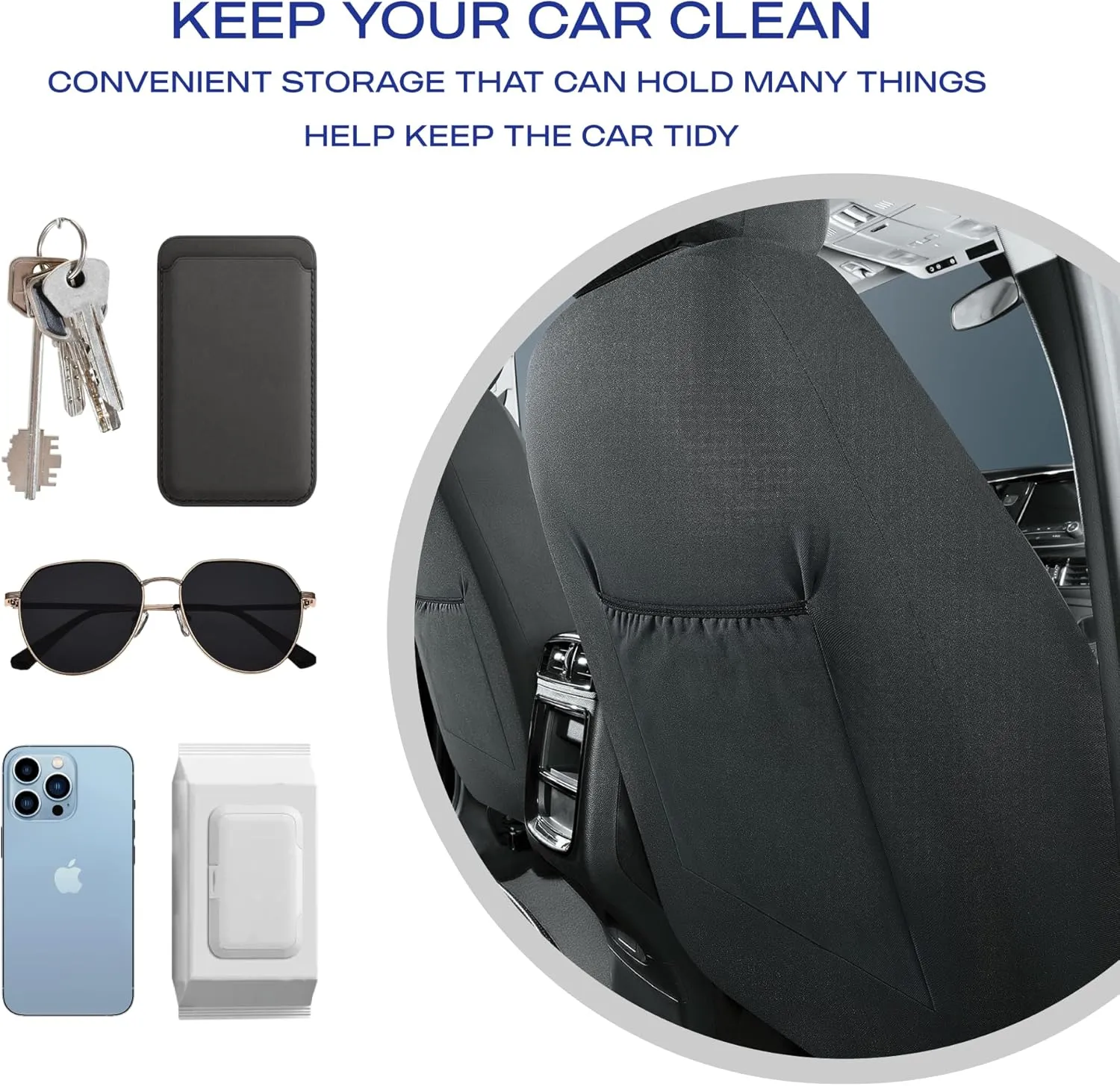 Skechers Car Seat Covers,Piping Luxury Faux Seat Covers,Waterproof Anti Slip Car Seat Protector Full Set,Car Accessories Airbag Universal Fit for Most Cars,Vans,Trucks,SUV,Blue