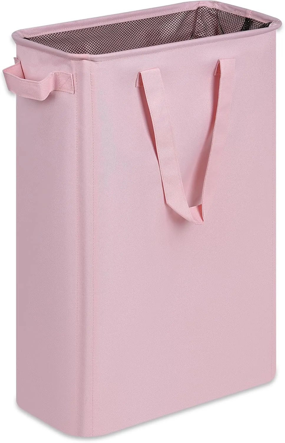 Slim Laundry Basket, Narrow Laundry Hamper with Handles, Collapsible Dirty Clothes Hamper, Tall Laundry Bin for Laundry Room, Dorm and Bedroom, 12.7 Gallons(48L) Pink