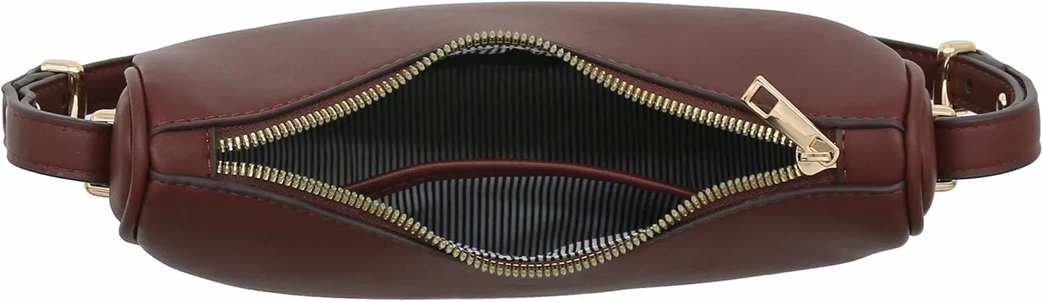Small Crescent Smooth Faux Leather Underarm Shoulder Bag