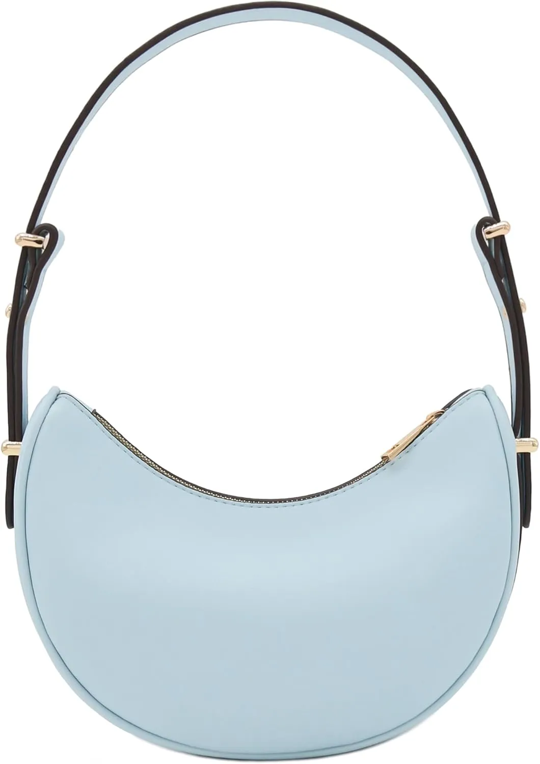 Small Crescent Smooth Faux Leather Underarm Shoulder Bag