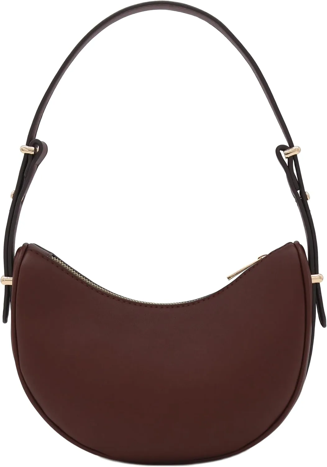 Small Crescent Smooth Faux Leather Underarm Shoulder Bag