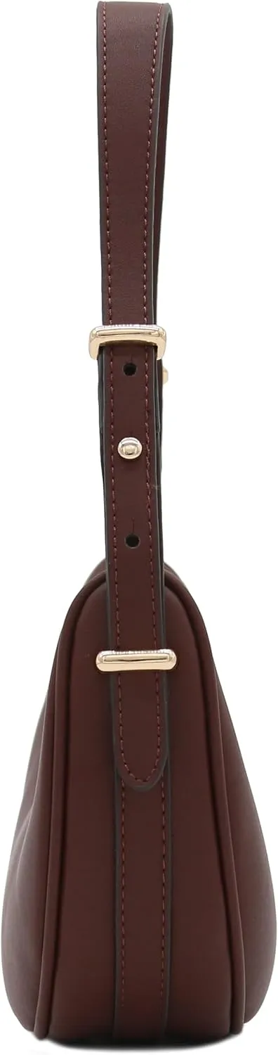 Small Crescent Smooth Faux Leather Underarm Shoulder Bag