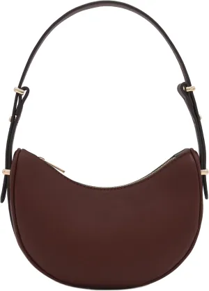 Small Crescent Smooth Faux Leather Underarm Shoulder Bag
